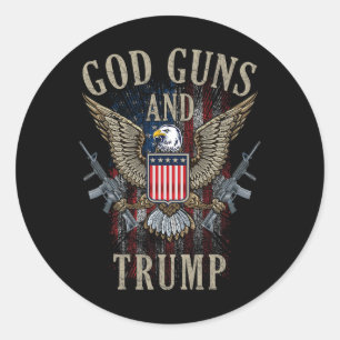 Adesivo Redondo Deus Armas e Marca de Emenda do segundo Trump Ar15