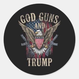 Adesivo Redondo Deus Armas E Trump