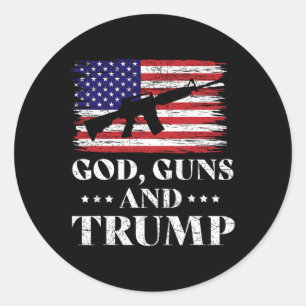 Adesivo Redondo Deus Armas e Trump