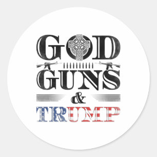 Adesivo Redondo Deus Armas E Trump - 2ª Emenda Direito de Portar U