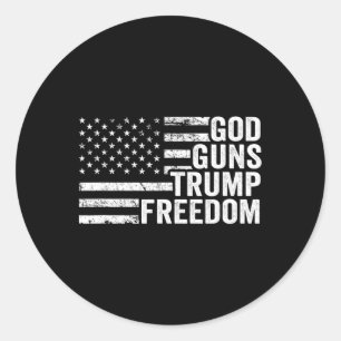 Adesivo Redondo Deus Armas Trump Liberdade - Cristão Divertido Pro