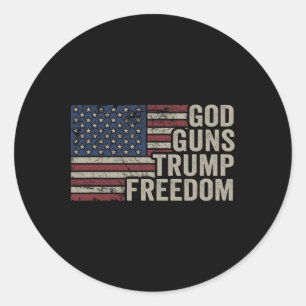 Adesivo Redondo Deus Armas Trump Liberdade - Pro Arma Bandeira EUA