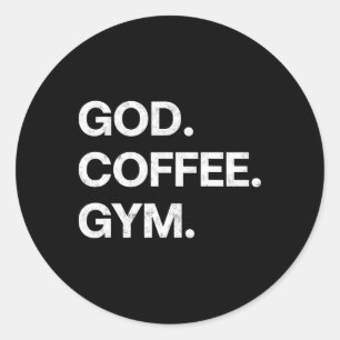 Adesivo Redondo Deus Café Gym Engraçado Christian Workout Tee Jesu