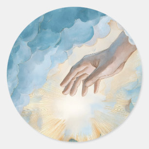 Adesivo Redondo Deus Celestial Jesus Cristo Símbolo Religioso Mode