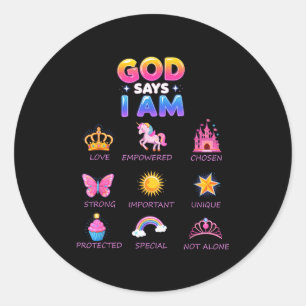 Adesivo Redondo Deus Diz Eu Sou Princesa Fofa Jesus Adolescente Me