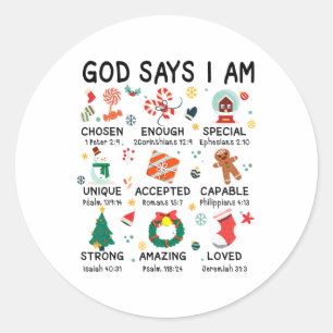 Adesivo Redondo Deus Diz Que Eu Sou Bonito Natal Xmas Christian Bo