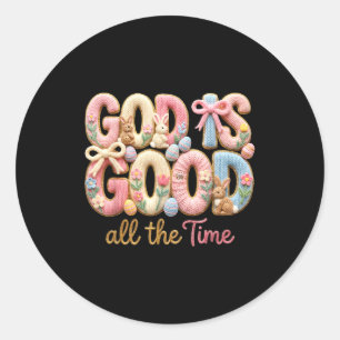 Adesivo Redondo Deus É Bom O Tempo Todo Coelho Jesus Cristão Ovo