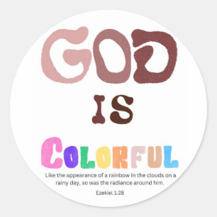Adesivo Redondo Deus é Colorida Sticker, Rainbow Text Sticker, Fé