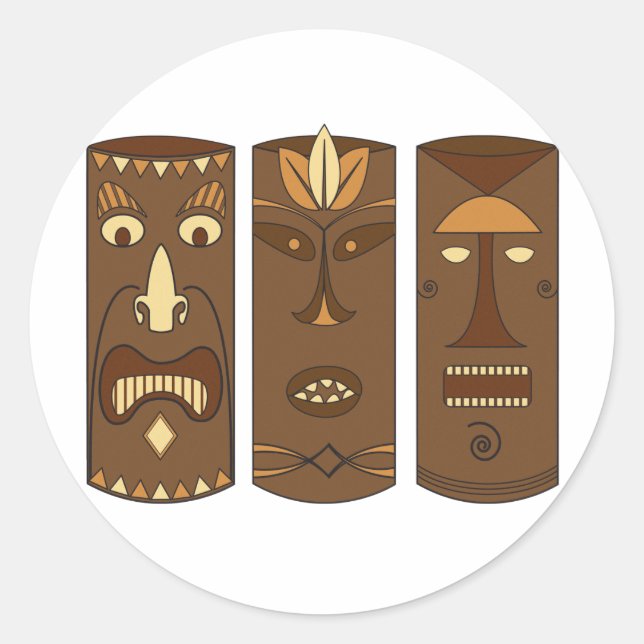 Adesivo Redondo Deus e Deusa Tiki (Frente)