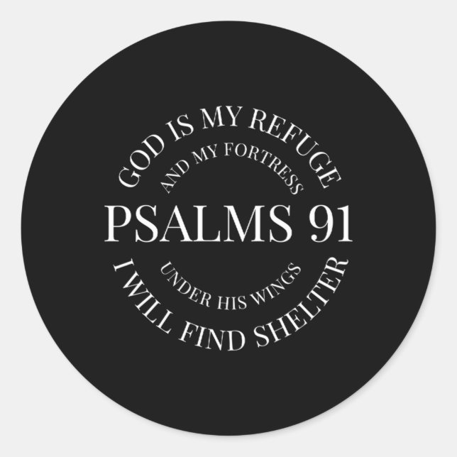 Adesivo Redondo Deus É Meu Refúgio E Minha Fortaleza Salm 91 Sob H (Frente)