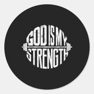 Adesivo Redondo Deus É Minha Força Cristã Faith Gym Workout Mt