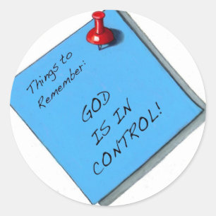 ADESIVO REDONDO DEUS ESTÁ NO MEMÓRIA DE CONTROLO