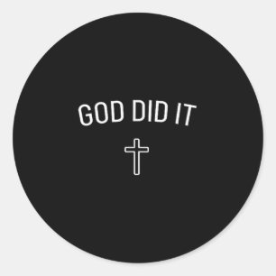 Adesivo Redondo Deus Fez - Simples Cruz Religiosa Cristã Mini