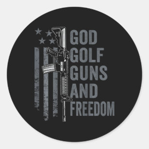 Adesivo Redondo Deus Golfe Armas E Liberdade - Divertido Pro Armas