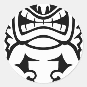 Adesivo Redondo Deus havaiano da máscara de Tiki