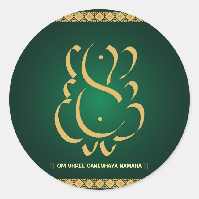 Adesivo Redondo Deus Indiano Ganesha - Sticker (Frente)