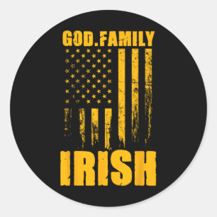 Adesivo Redondo Deus Irlandês de Notre Dame. Família. Bandeira Vin