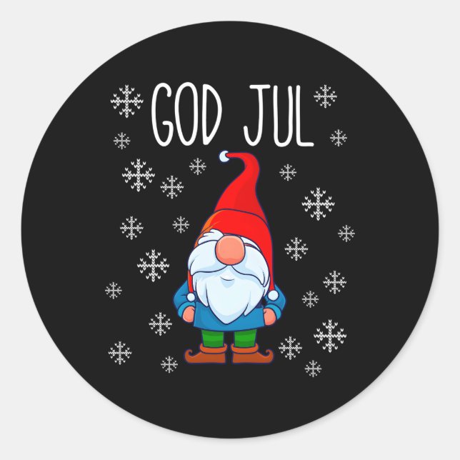 Adesivo Redondo Deus Jul Swedish Tomte Gnome Scandinávia Feliz (Frente)