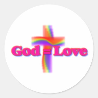 Adesivo Redondo Deus=Love Rainbow Sticker