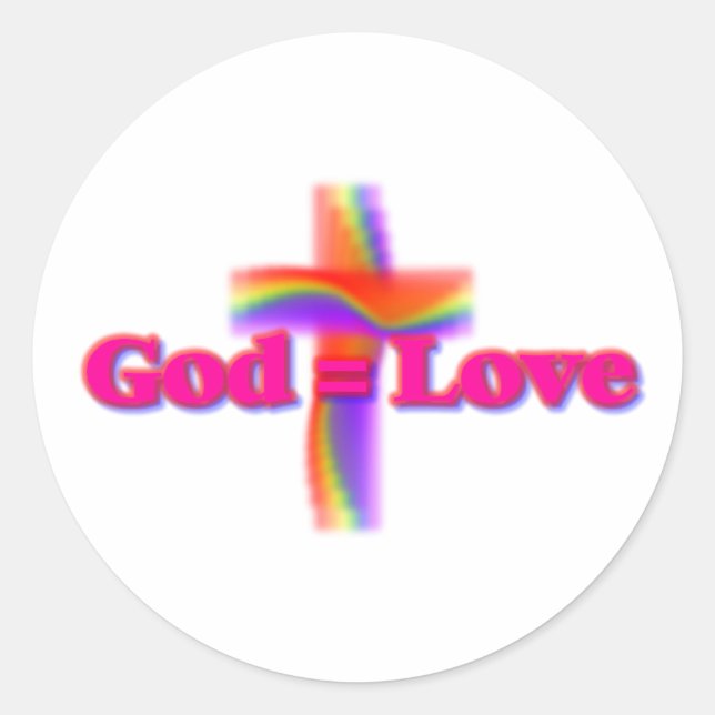 Adesivo Redondo Deus=Love Rainbow Sticker (Frente)