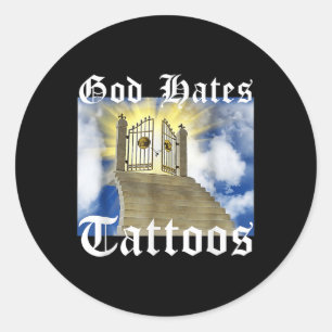 Adesivo Redondo Deus Odeia Tatuagens _1