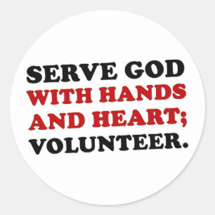 Adesivo Redondo Deus voluntário do saque com mãos & coração (2