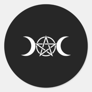 Adesivo Redondo Deusa da Lua Tripla Pentágono Pagan Wiccan Occult