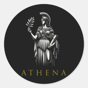 Adesivo Redondo Deusa De Athena Da Sabedoria E Da Guerra