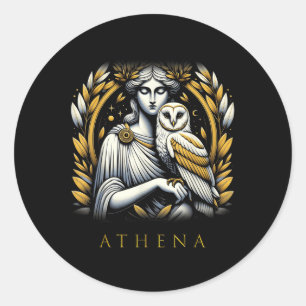 Adesivo Redondo Deusa De Athena Da Sabedoria E Da Guerra