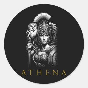 Adesivo Redondo Deusa De Athena Da Sabedoria E Da Guerra