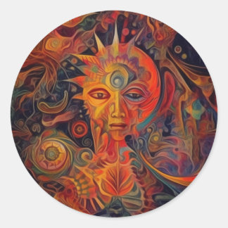 Adesivo Redondo Deusa do Abstrato de Arranjo Moderno