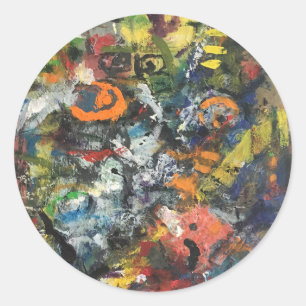 Adesivo Redondo Deusa Emplumada Abstrata por Hankamer Artjunkhaus