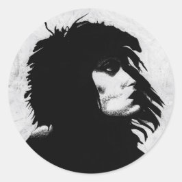 Adesivo Redondo Deusa gótico Retrato Icônico Arte da Moda