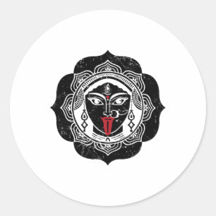 Adesivo Redondo Deusa Hindu Kali Deusa Indiana Sagrada Yoga Puja K