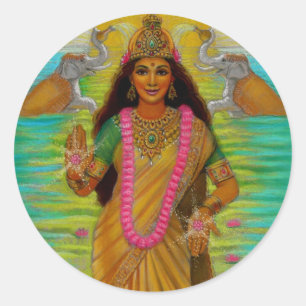 Adesivo Redondo Deusa Lakshmi Sticker