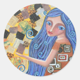 Adesivo Redondo Deusa loira de mirtilo, palanque redondo