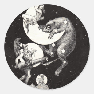 Adesivo Redondo Deusa Lunar Celestial Antiga & Ursa Maior
