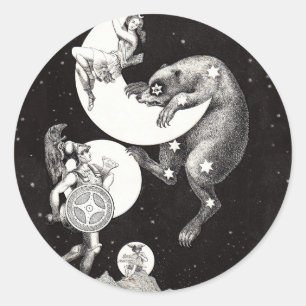 Adesivo Redondo Deusa Lunar Celestial Antiga & Ursa Maior