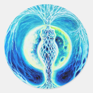 Adesivo Redondo Deusa neolítica com lua