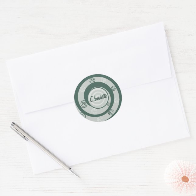 Adesivo Redondo Deusa Pagã Espiral Verde Personalizado (Envelope)