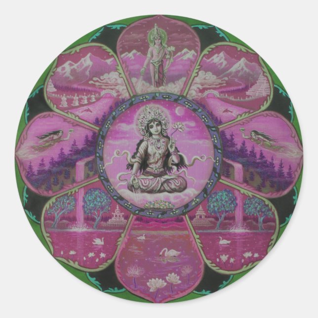 Adesivo Redondo Deusa Tara Mandala (Frente)