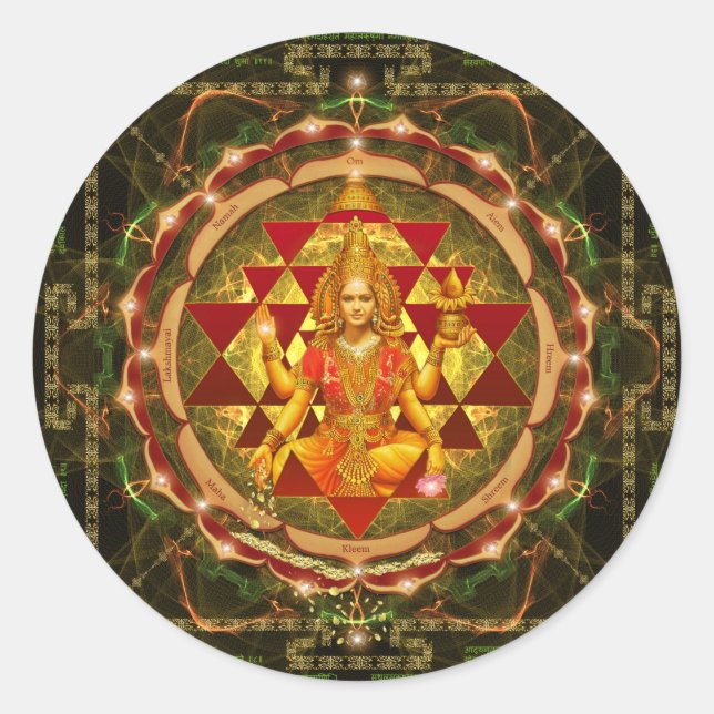 Adesivo Redondo Devi Lakshmi Stotram- Shri Yantra (Frente)