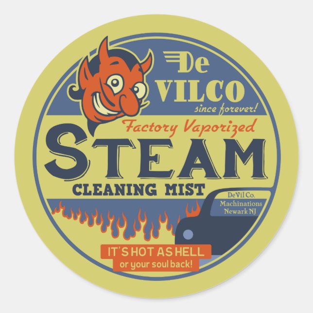 Adesivo Redondo DeVilco Steam Cleaner (Frente)
