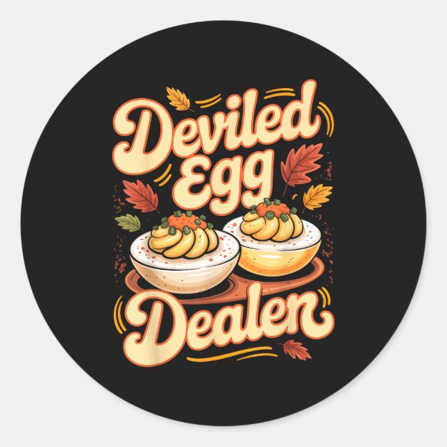 Adesivo Redondo Deviled Egg Er Funny Retro Thanksgiving Food Quote (Frente)