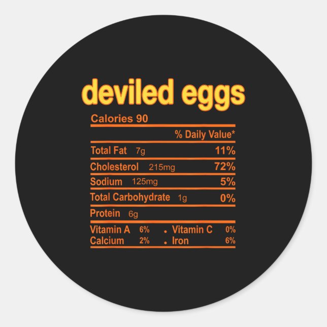 Adesivo Redondo Deviled Egg Nutrition Facts Funny Thanksgiving Chr (Frente)