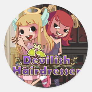 Adesivo Redondo Devilish Hairdresser - Stickers
