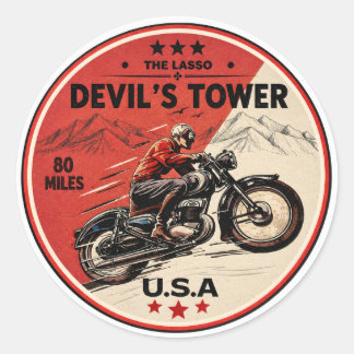 Adesivo Redondo Devil's Tower Road - a viagem de moto laço