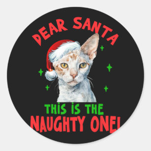 Adesivo Redondo Devon Rex Cat Christmas Caros Papais noeis Este É 