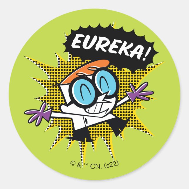 Adesivo Redondo Dexter "Eureka!" Halftone Callout Graphic (Frente)