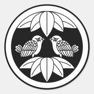 Adesivo Redondo Dez folhas de bambu e palitos virados